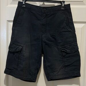 Faded Glory Men's Cargo Shorts Charcoal Faded Black Velcro Pocket Closures sz 28